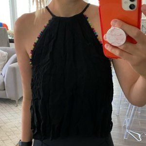 Black S Franscescas Pom Pom Tank Top